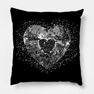 Shattered Silver Disco Ball Heart Pillow