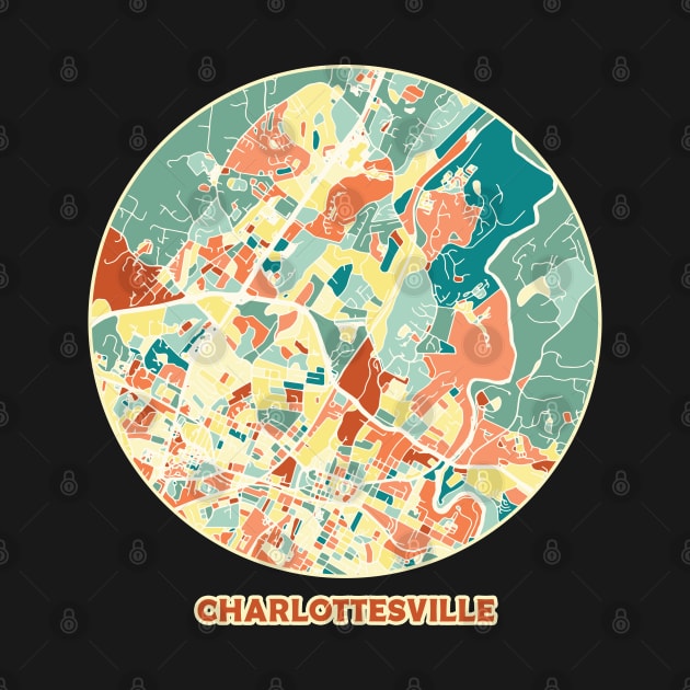 Charlottesville Virginia map in mozaique colors by SerenityByAlex