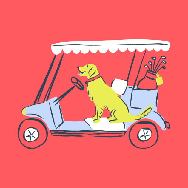 Golf Cart Dog by Krissy Mast Art