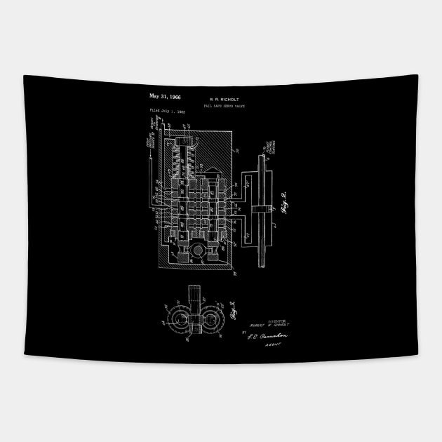 Fail Safe Servo Valve Vintage Patent Hand Drawing Tapestry by TheYoungDesigns