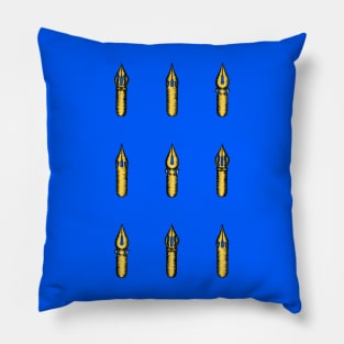 Nine Dip Pen Nibs (Cobalt and Yellow) Pillow