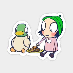 sarah and duck sharing cookies / children cartoon Magnet