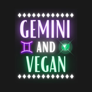 Gemini and Vegan Retro Style Neon T-Shirt