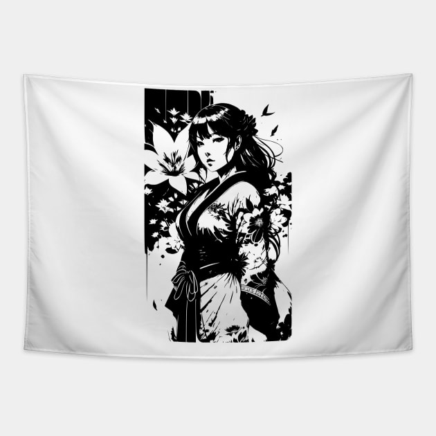 Anime Girl With Kimono 03 Tapestry by SanTees