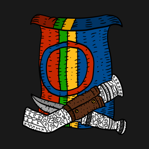 a flag logo hand drawn for the sami people. with traditional knives. by JJadx