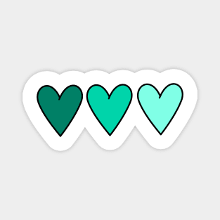 Beautiful teal blue ombre hearts Magnet