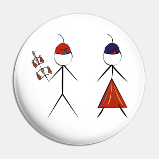 Madeira Island Male & Female Stick Figure inspired by Folklore Pin