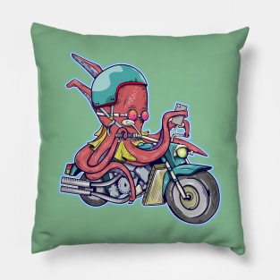 Octopus riding a motorcycle Pillow