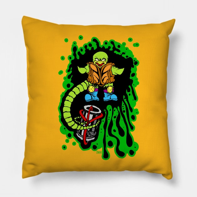 Angry Snapping Turtle Ooze Man Pillow by peteoliveriart