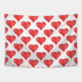 Red Floral Hearts Pattern Tapestry