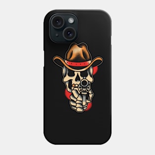 Cowboy skull with gun Phone Case