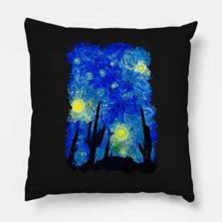 Starry night in the desert Van Gogh Monet Cézanne Pillow