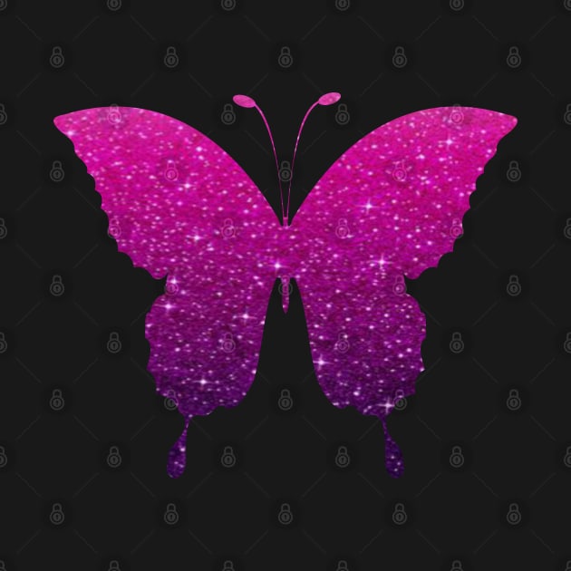 Magenta and Purple Ombre Faux Glitter Butterfly by Felicity-K