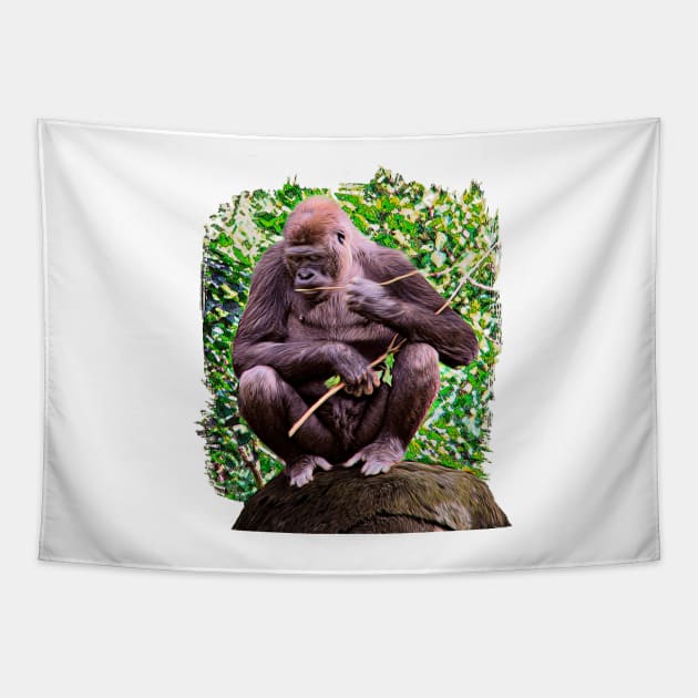 deep in thought Gorilla Tapestry by MGphotoart