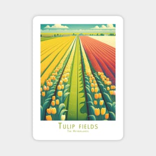 Retro Vintage Dutch Tulip Fields Panorama Magnet