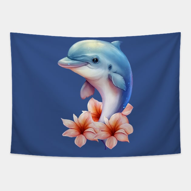 cute dolphin Tapestry by abbeheimkatt