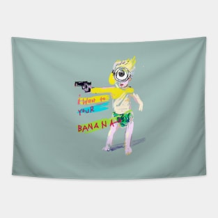 Baby with gun Tapestry