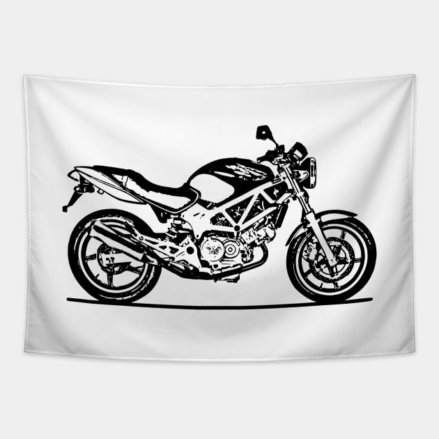 VTR250 Motorcycle Sketch Art Tapestry by DemangDesign