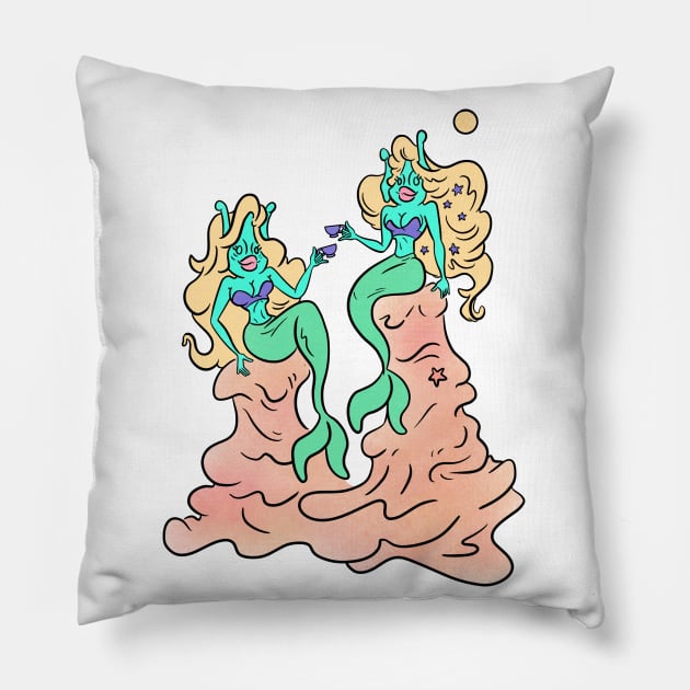 Gilly Mermaid Tea Party Pillow by Sasha Banana 