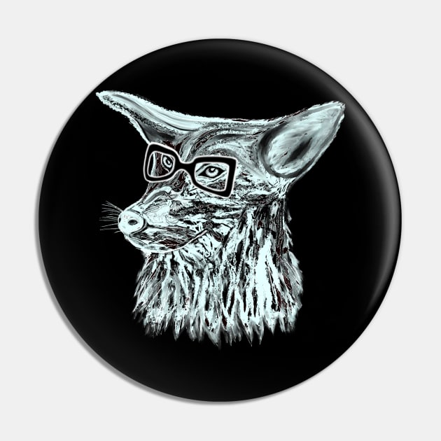 Icey Coyote Hipster All Ears Pin by BrederWorks