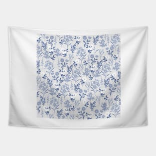 Blue Flowers Botanical Painting Tapestry