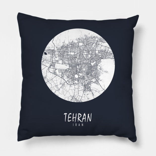 Tehran, Iran City Map - Full Moon Pillow by deMAP Studio