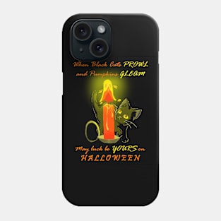 Curious Black Cat with Ghost Candle Phone Case