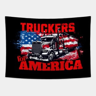 Truckers for America Truck Driving Trucks American Flag Patriotic Truck Driver Tapestry