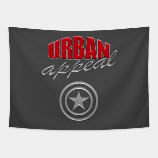 Urban Appeal Red And Metallic Silver Logo-Style Design Tapestry