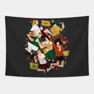 Coffee Crowd Tapestry