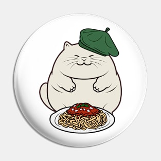 Cute Fat cat is eating spaghetti Pin