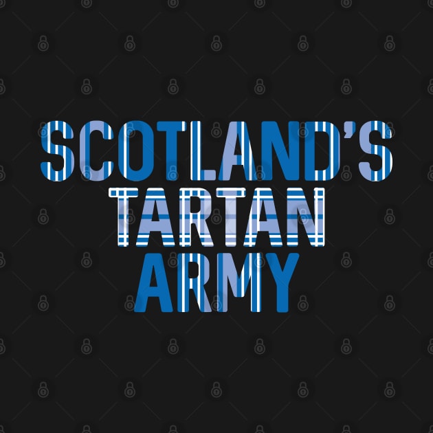 Scotland's Tartan Army, Scottish Saltire Flag Tartan, Scottish Football Slogan Design by MacPean