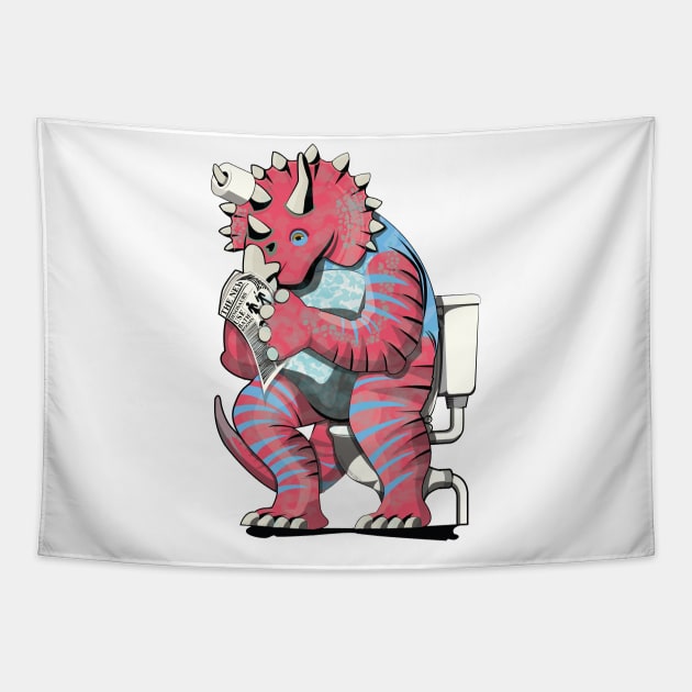 Dinosaur Triceratops on the Toilet Tapestry by InTheWashroom