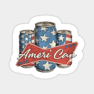 Retro Ameri Can Funny 4th of July Beer Patriotic USA flag Magnet