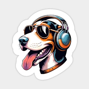 Treeing Walker Coonhound Smiling DJ in Japanese Art Magnet