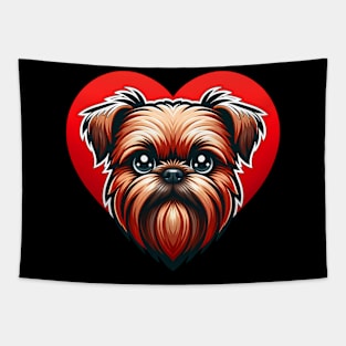 Brussels Griffon Puppy Cute Dog Red Heart Tapestry