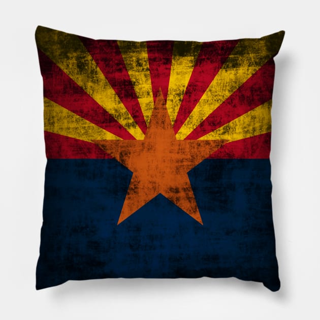 Vintage Rustic Arizona Flag Pillow by E