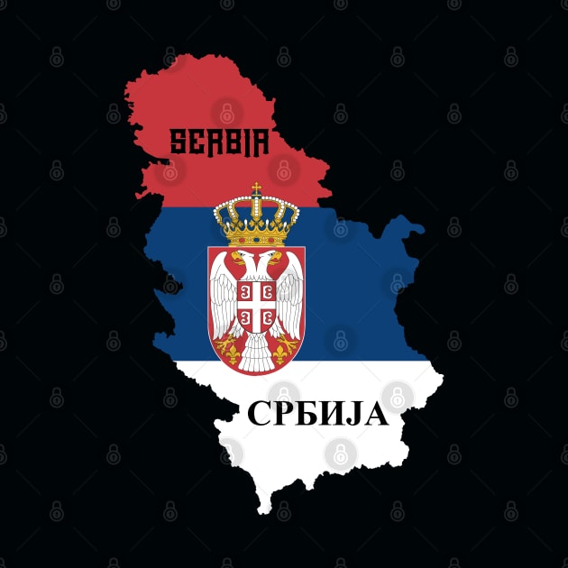 Serbia flag and map by Travellers