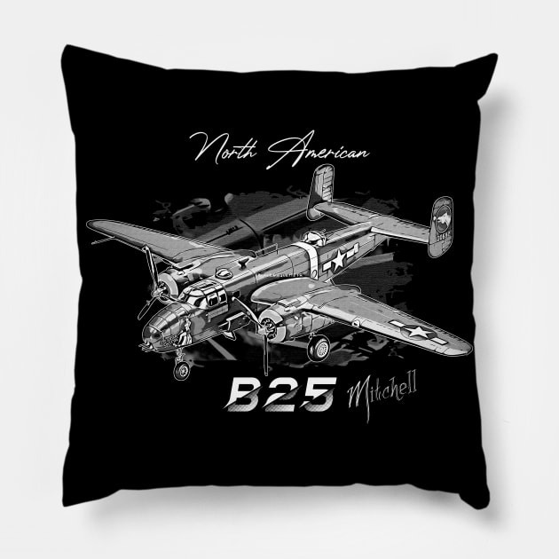 North American B-25 Mitchell Pillow by aeroloversclothing