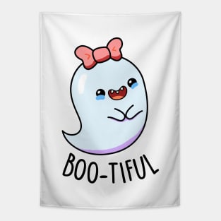 Boo-tiful Cute Girl Ghost Halloween Pun Tapestry