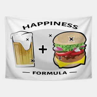 Happiness Formula - Beer And Burger - Funny Tapestry