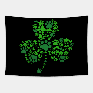 Dog Paw Irish Lucky Green Shamrock Clover St Patrick's Day Tapestry