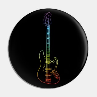 J-Style Bass Guitar Colorful Outline Pin