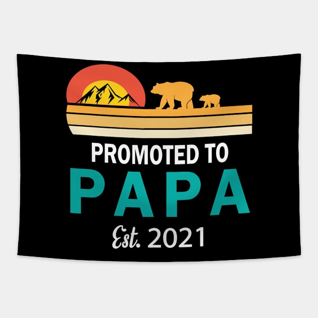 Promoted To Papa Est 2021 Happy To Me You Grandpa Tapestry by melanieteofila