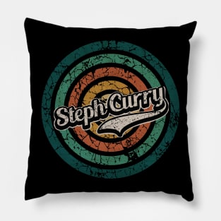 Steph Curry // Retro Circle Crack Vintage Pillow