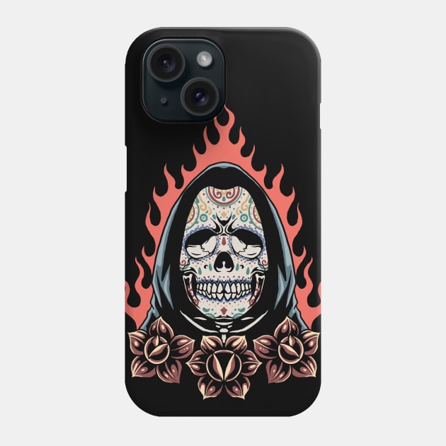 Vintage Sugar Skull Grim Reaper Phone Case by SLAG_Creative