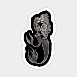 Couple love mother and daughter mermaid skull. Magnet