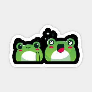 Green Red Playful Cute Frog Illustration Magnet