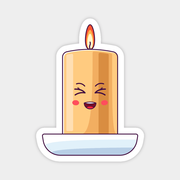 Cartoon Kawaii Burning Wax Candle with Laughing Face Magnet by DmitryMayer