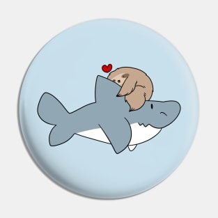 Sloth Loves Shark Pin